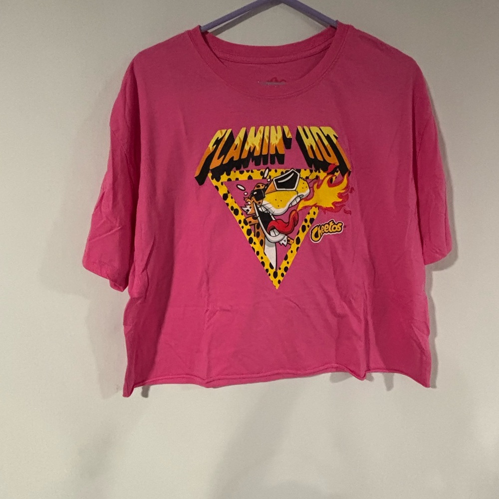 Cheetos Flamin' Hot Pink Cropped T-Shirt women’s